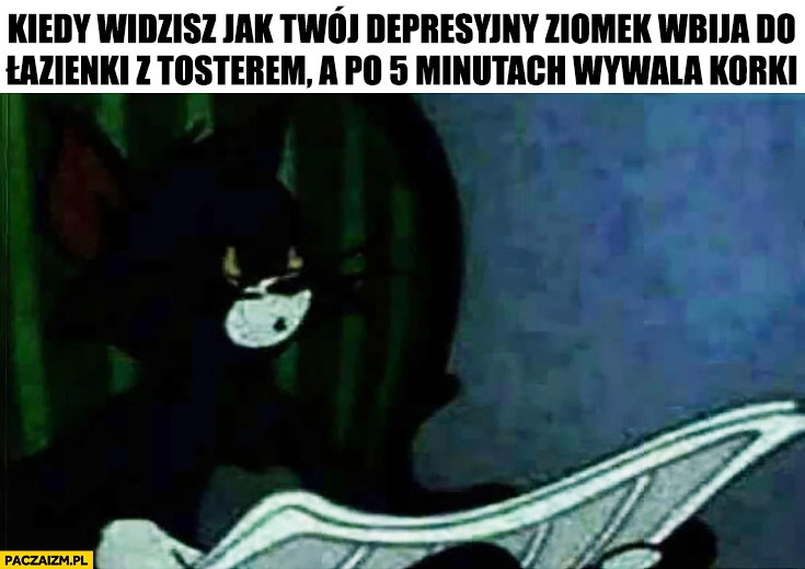 
    Kiedy widzisz jak Twój depresyjny ziomek wbija do łazienki z tosterem a po 5 minutach wywala korki