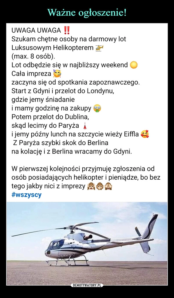 
    Ważne ogłoszenie!