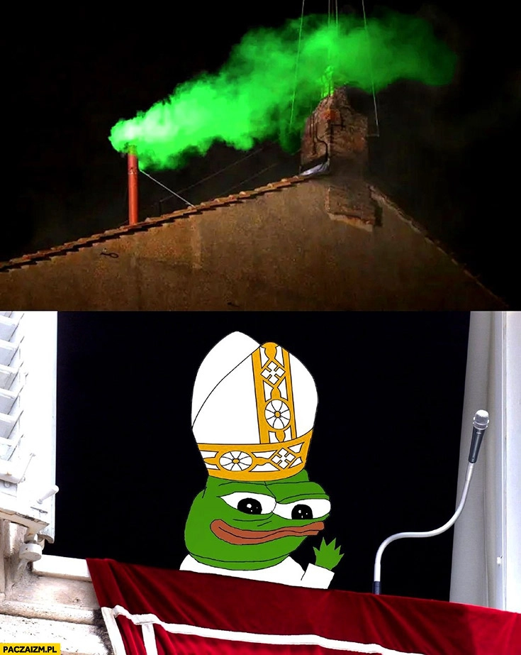 
    Konklawe zielony dym papież żaba Pepe