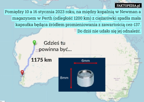 
    Pomiędzy 10 a 16 stycznia 2023 roku, na między kopalnią w Newman a magazynem