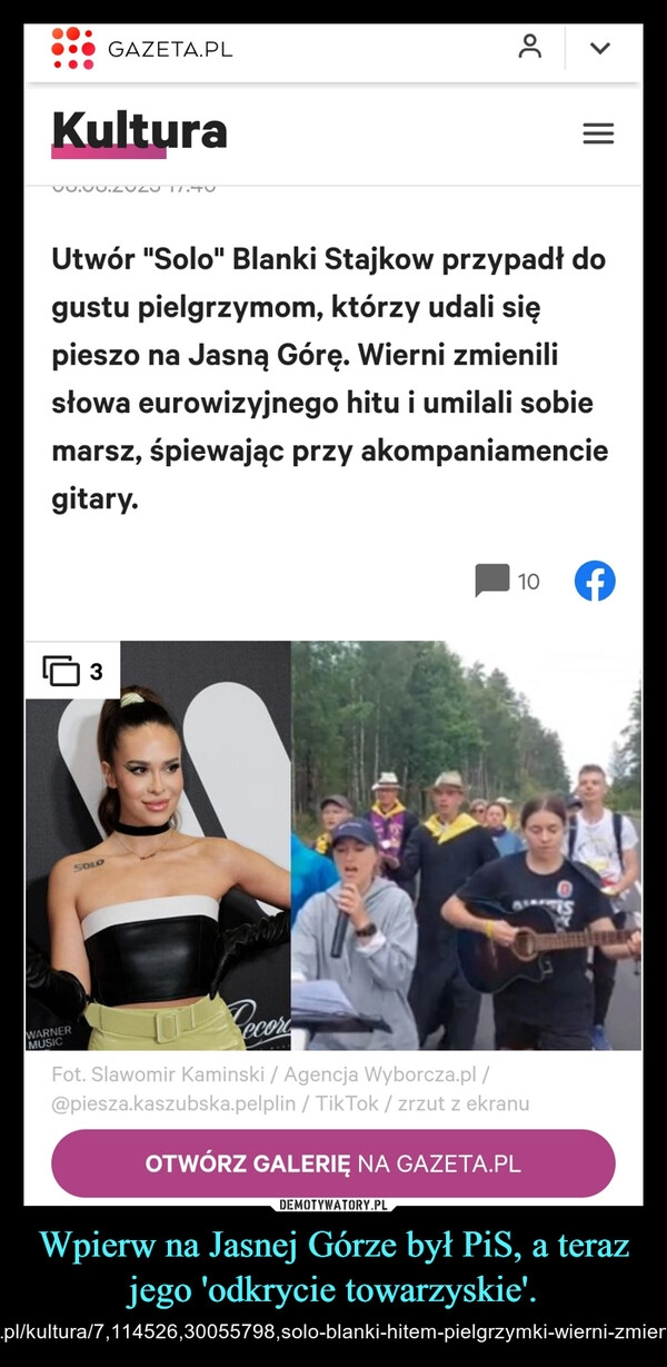 
    Wpierw na Jasnej Górze był PiS, a teraz jego 'odkrycie towarzyskie'.