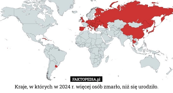 
    Kraje, w których w 2024 r. więcej osób zmarło, niż się urodziło.