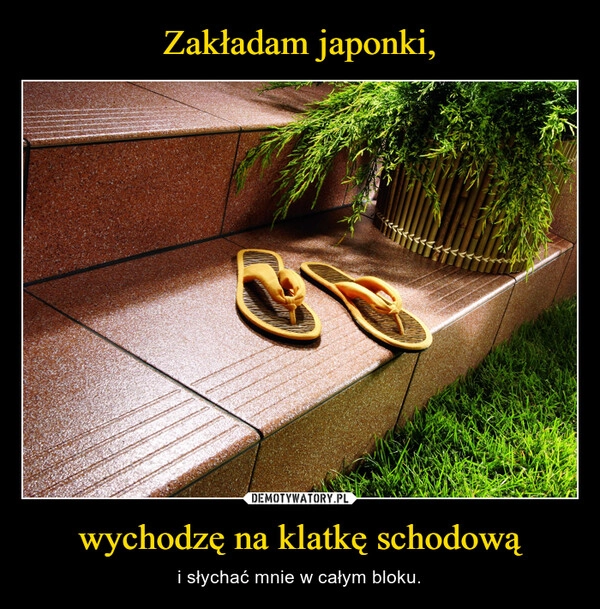 
    Zakładam japonki, wychodzę na klatkę schodową