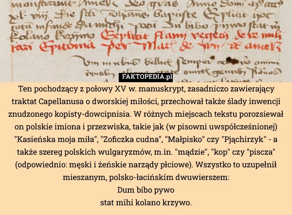 
    Ten pochodzący z połowy XV w. manuskrypt, zasadniczo zawierający traktat