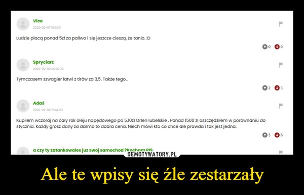 
    Ale te wpisy się źle zestarzały