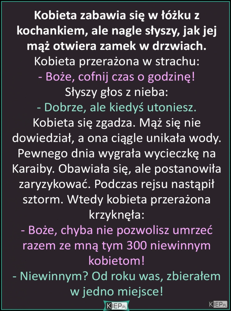 
    Kobieta zabawia się w łóżku z kochankiem, nagle słyszy, jak...