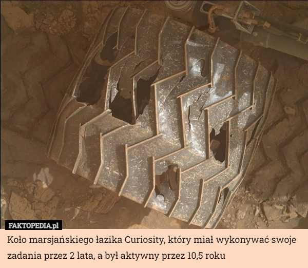 
    Koło marsjańskiego łazika Curiosity, który miał wykonywać swoje zadania