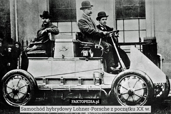 
    Samochód hybrydowy Lohner-Porsche z początku XX w.