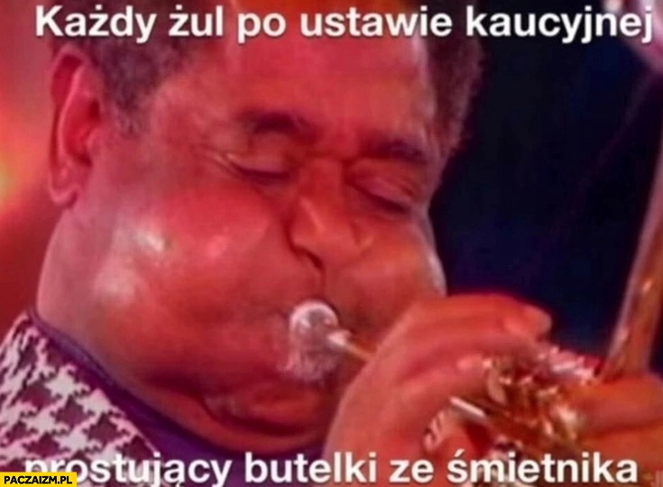 
    Każdy żul po ustawie kaucyjnej prostujący butelki ze śmietnika dmucha trąbka