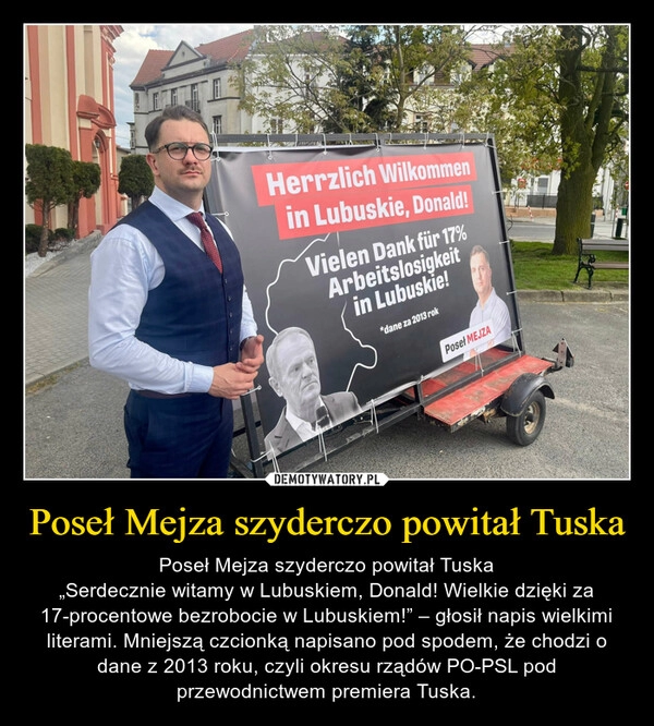 
    Poseł Mejza szyderczo powitał Tuska