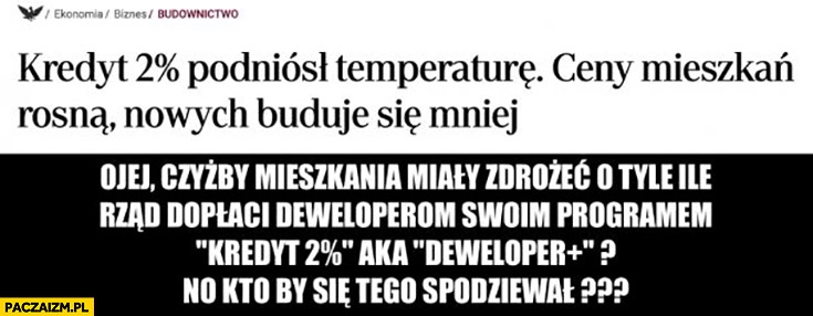 
    Kredyt 2% procent ceny mieszkań rosną no kto  by się spodziewał