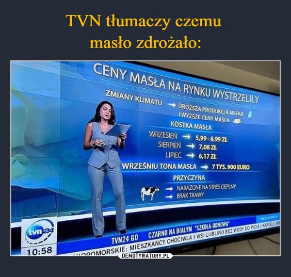 
    TVN tłumaczy czemu 
masło zdrożało: