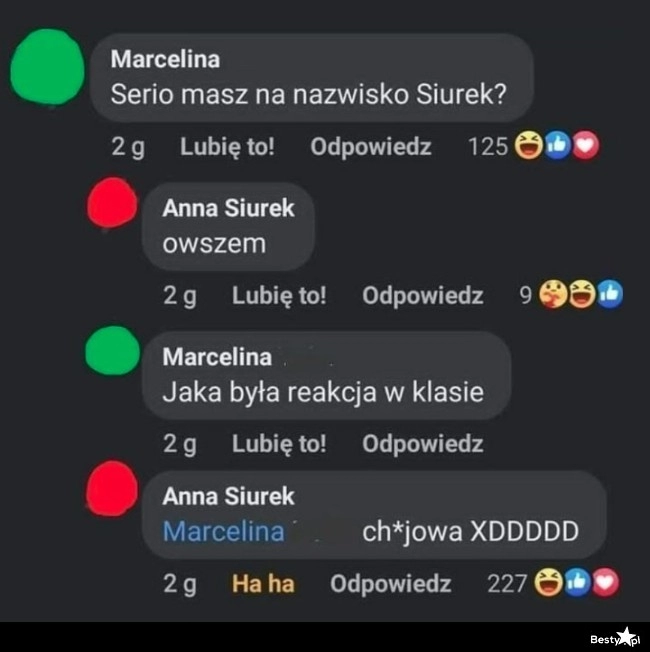 
    Reakcja klasy na nazwisko 