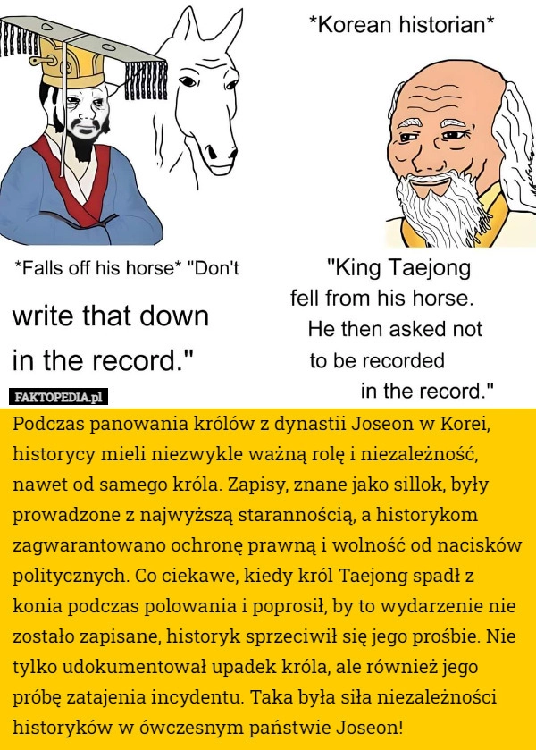 
    Podczas panowania królów z dynastii Joseon w Korei, historycy mieli niezwykle