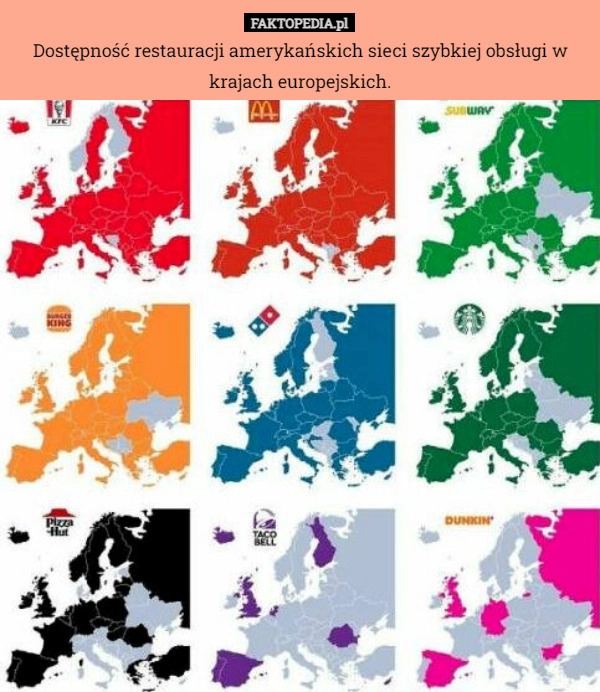 
    Dostępność restauracji amerykańskich sieci szybkiej obsługi w krajach europejskich.