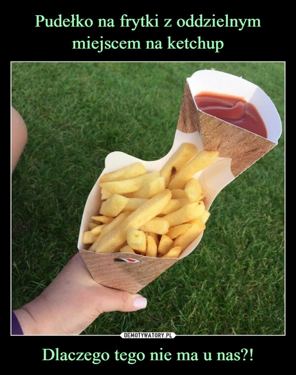 
    Pudełko na frytki z oddzielnym miejscem na ketchup Dlaczego tego nie ma u nas?!