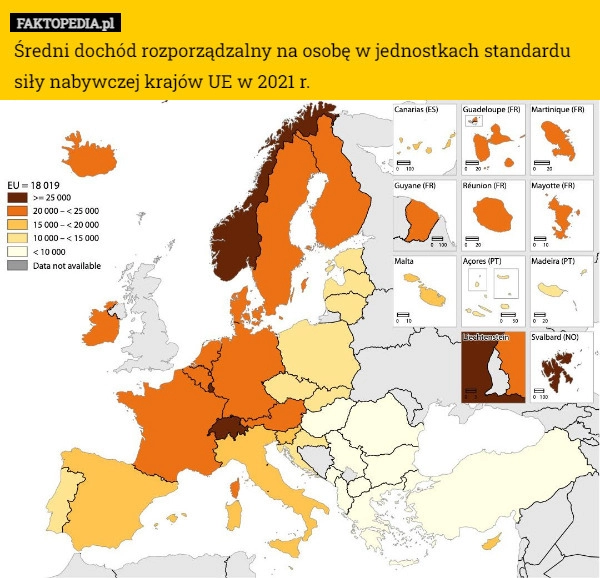 
    Średni dochód rozporządzalny na osobę w jednostkach standardu siły nabywczej