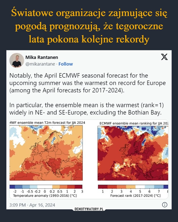 
    Światowe organizacje zajmujące się pogodą prognozują, że tegoroczne lata pokona kolejne rekordy