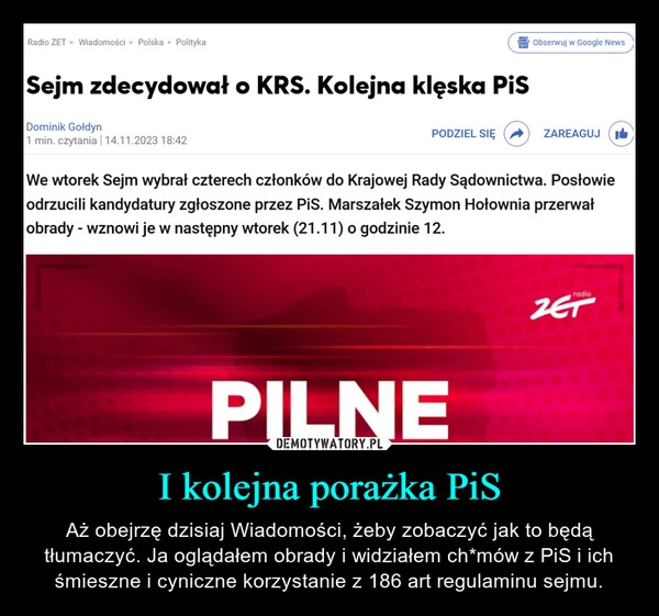 
    I kolejna porażka PiS