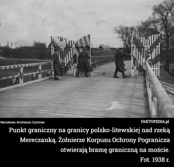 
    Punkt graniczny na granicy polsko-litewskiej nad rzeką Mereczanką. Żołnierze