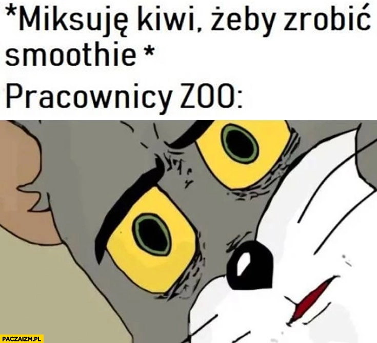 
    Miksuję kiwi, żeby zrobić smoothie, pracownicy zoo zdziwieni zszokowani
