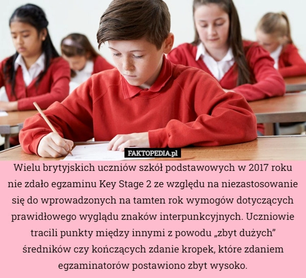 
    Wielu brytyjskich uczniów szkół podstawowych w 2017 roku nie zdało egzaminu