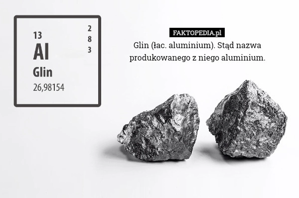 
    Glin (łac. aluminium). Stąd nazwa produkowanego z niego aluminium.