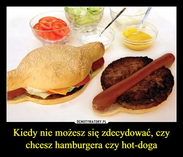 
    Kiedy nie możesz się zdecydować, czy chcesz hamburgera czy hot-doga