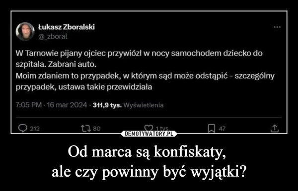 
    Od marca są konfiskaty, 
ale czy powinny być wyjątki?