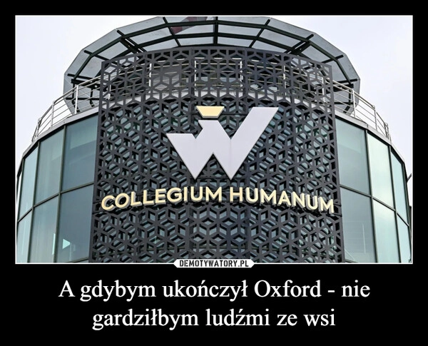 
    A gdybym ukończył Oxford - nie gardziłbym ludźmi ze wsi