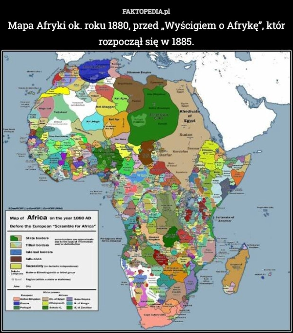 
    Mapa Afryki ok. roku 1880, przed „Wyścigiem o Afrykę”, któr rozpoczął się