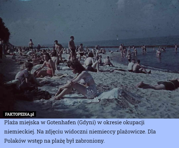 
    Plaża miejska w Gotenhafen (Gdyni) w okresie okupacji niemieckiej. Na zdjęciu