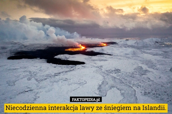 
    Niecodzienną interakcję lawy ze śniegiem na Islandii.