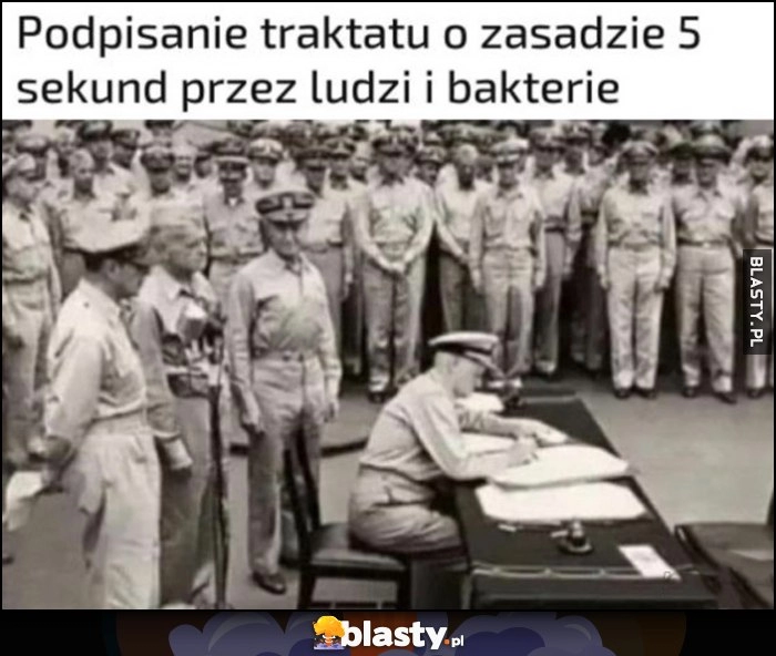 
    Podpisanie traktatu o zasadzie 5 sekund przez ludzi i bakterie