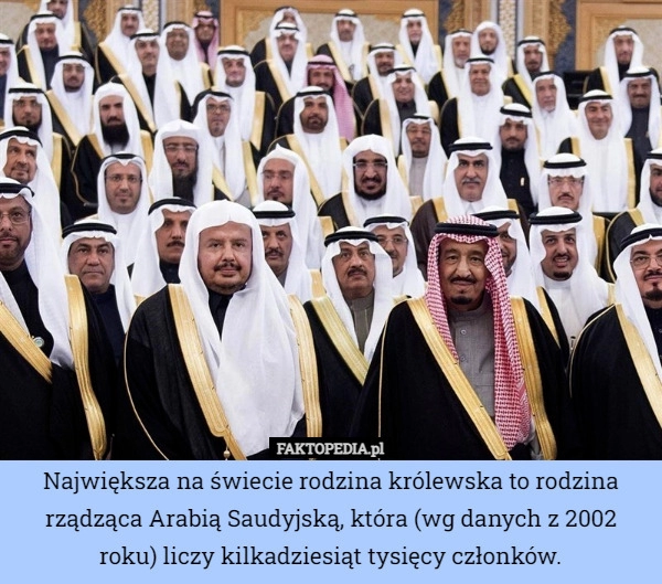 
    Największa na świecie rodzina królewska to rodzina rządząca Arabią Saudyjską,