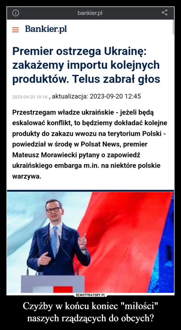 
    Czyżby w końcu koniec "miłości" naszych rządzących do obcych?