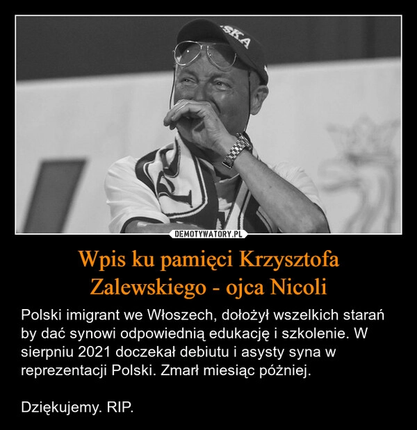 
    Wpis ku pamięci Krzysztofa Zalewskiego - ojca Nicoli