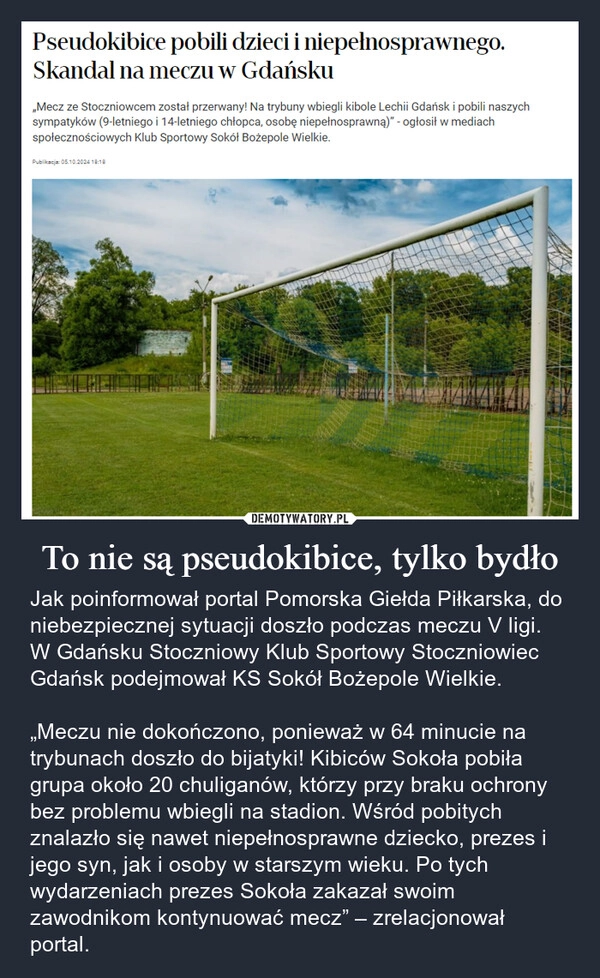 
    To nie są pseudokibice, tylko bydło