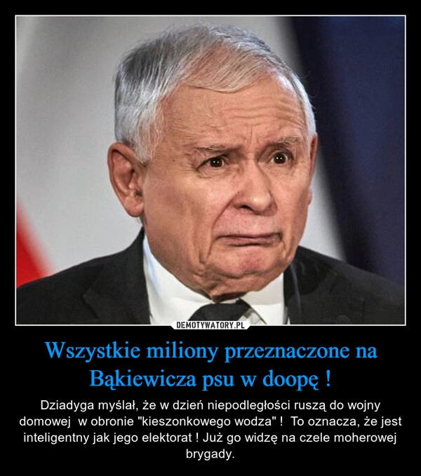 
    Wszystkie miliony przeznaczone na Bąkiewicza psu w doopę !