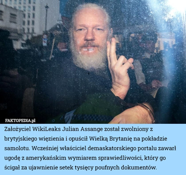 
    Założyciel WikiLeaks Julian Assange został zwolniony z brytyjskiego więzienia...