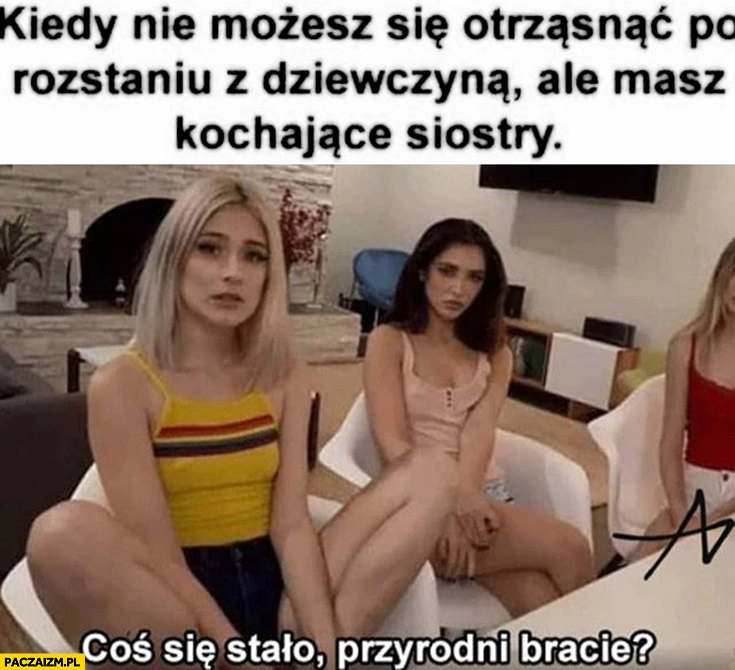 
    Kiedy nie możesz się otrząsnąć po rozstaniu z dziewczyną ale masz kochające siostry, co się stało przyrodni bracie?