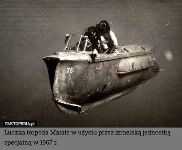 
    Ludzka torpeda Maiale w użyciu przez izraelską jednostkę specjalną w 1967