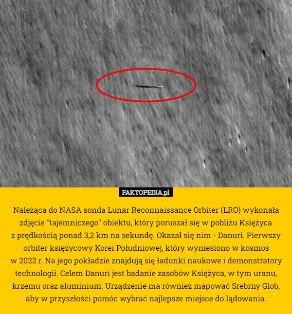 
    Należąca do NASA sonda Lunar Reconnaissance Orbiter (LRO) wykonała zdjęcie