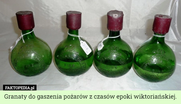 
    Granaty do gaszenia pożarów z czasów epoki wiktoriańskiej.