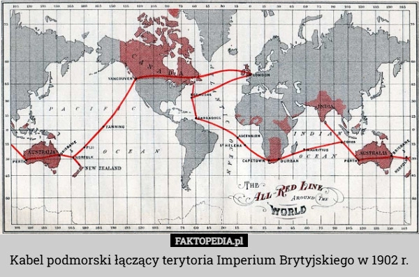 
    Kabel podmorski łączący terytoria Imperium Brytyjskiego w 1902 r.