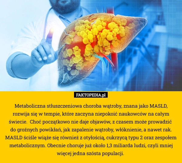 
    Metaboliczna stłuszczeniowa choroba wątroby, znana jako MASLD,
 rozwija