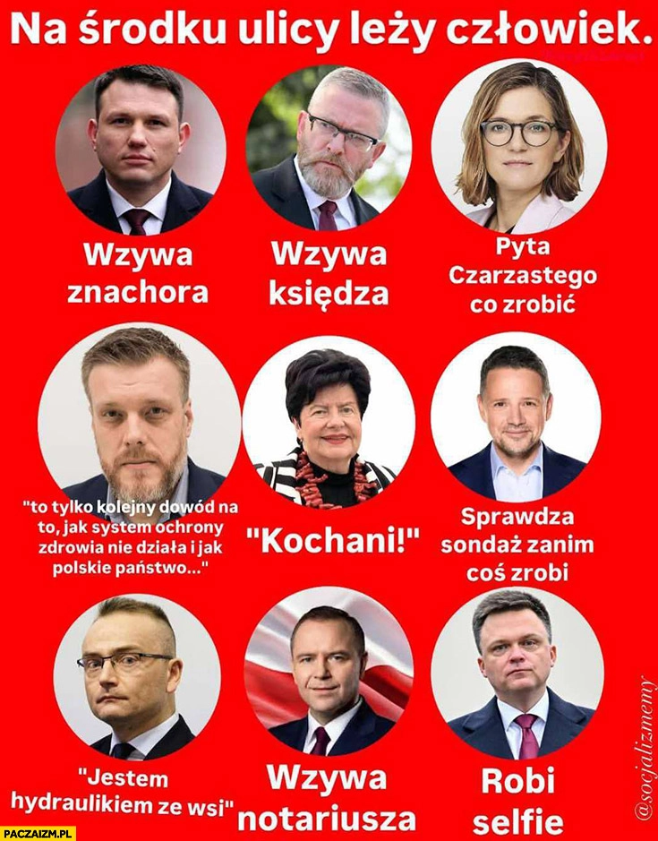 
    Na środku ulicy lezy człowiek reakcja polityków kandydatów na prezydenta