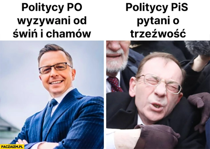 
    Politycy PO wyzywani od świń i chamów uśmiechnięty Joński vs politycy PiS pytani o trzeźwość Kamiński