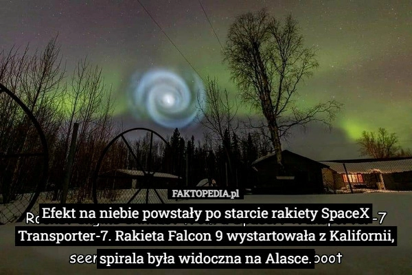 
    Efekt na niebie powstały po starcie rakiety SpaceX Transporter-7. Rakieta