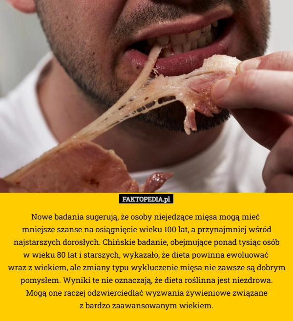 
    Nowe badania sugerują, że osoby niejedzące mięsa mogą mieć 
mniejsze szanse